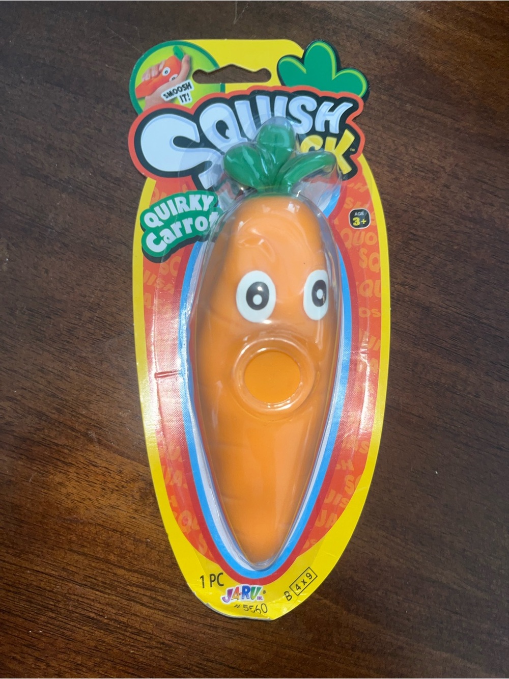 Squish Squeak Quirky Carrot Kids Toy - Orange with Green Top